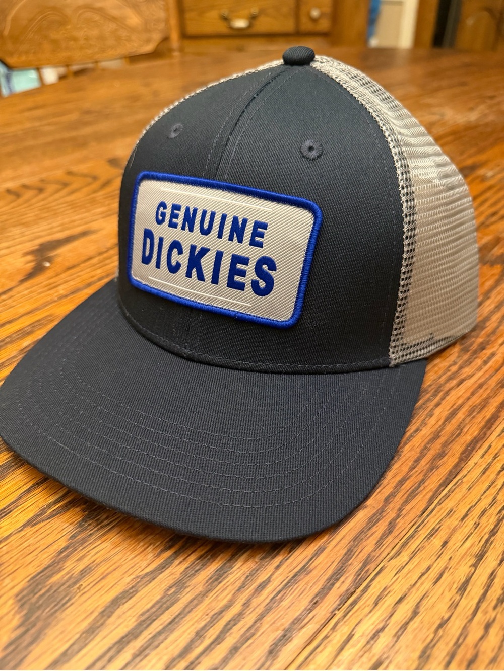 Dickies Black & Gray Patch Logo Trucker Hat with Blue Trim - Picture 2 of 6